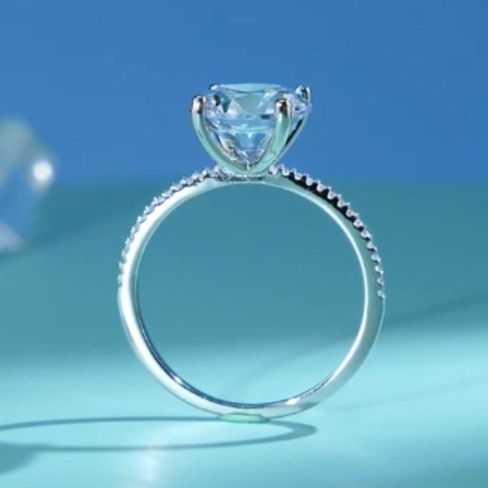 Luxury Sterling Silver Engagement Ring 3CT - Picture 9 of 13